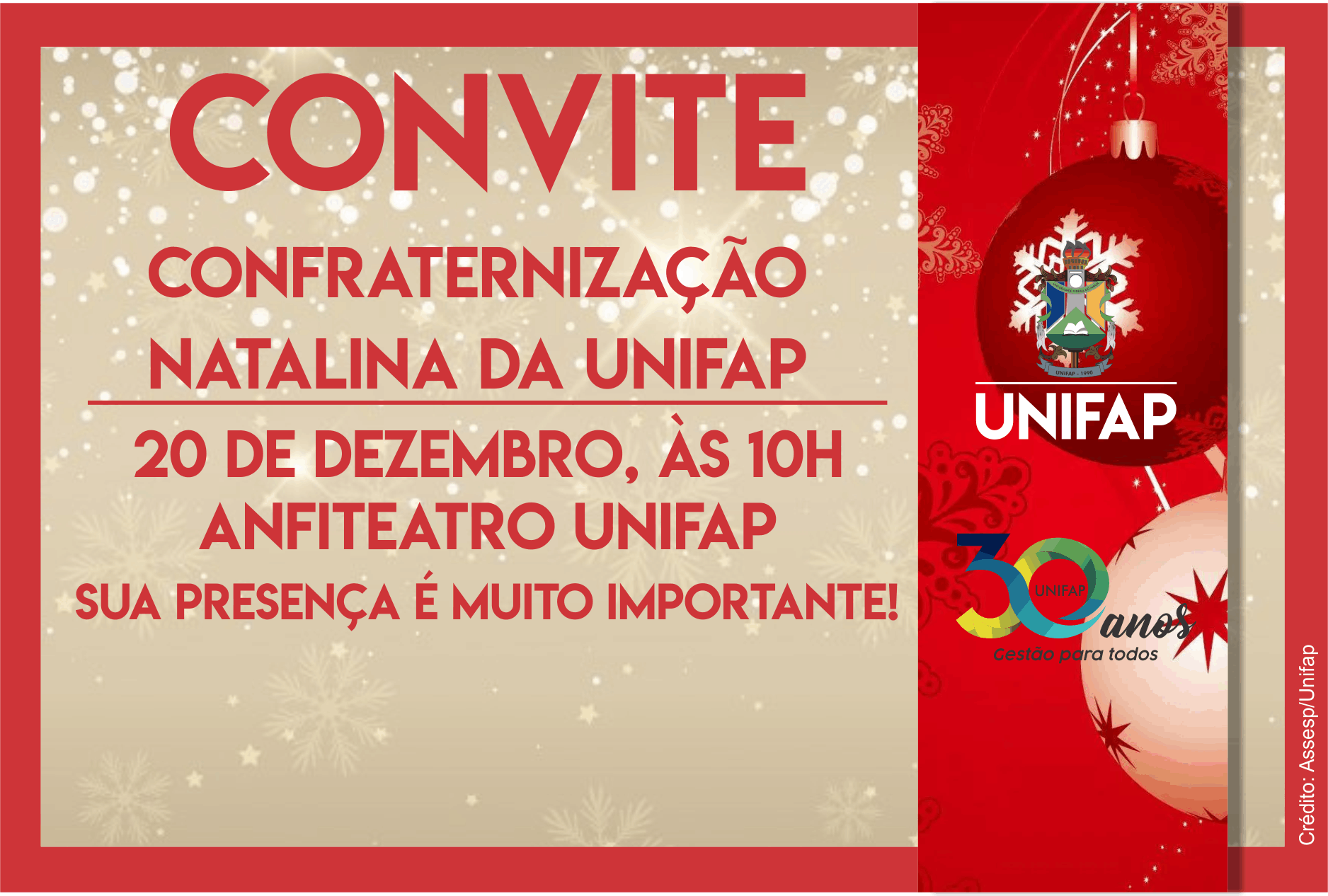 Confraternização Natalina da UNIFAP será amanhã, dia 20