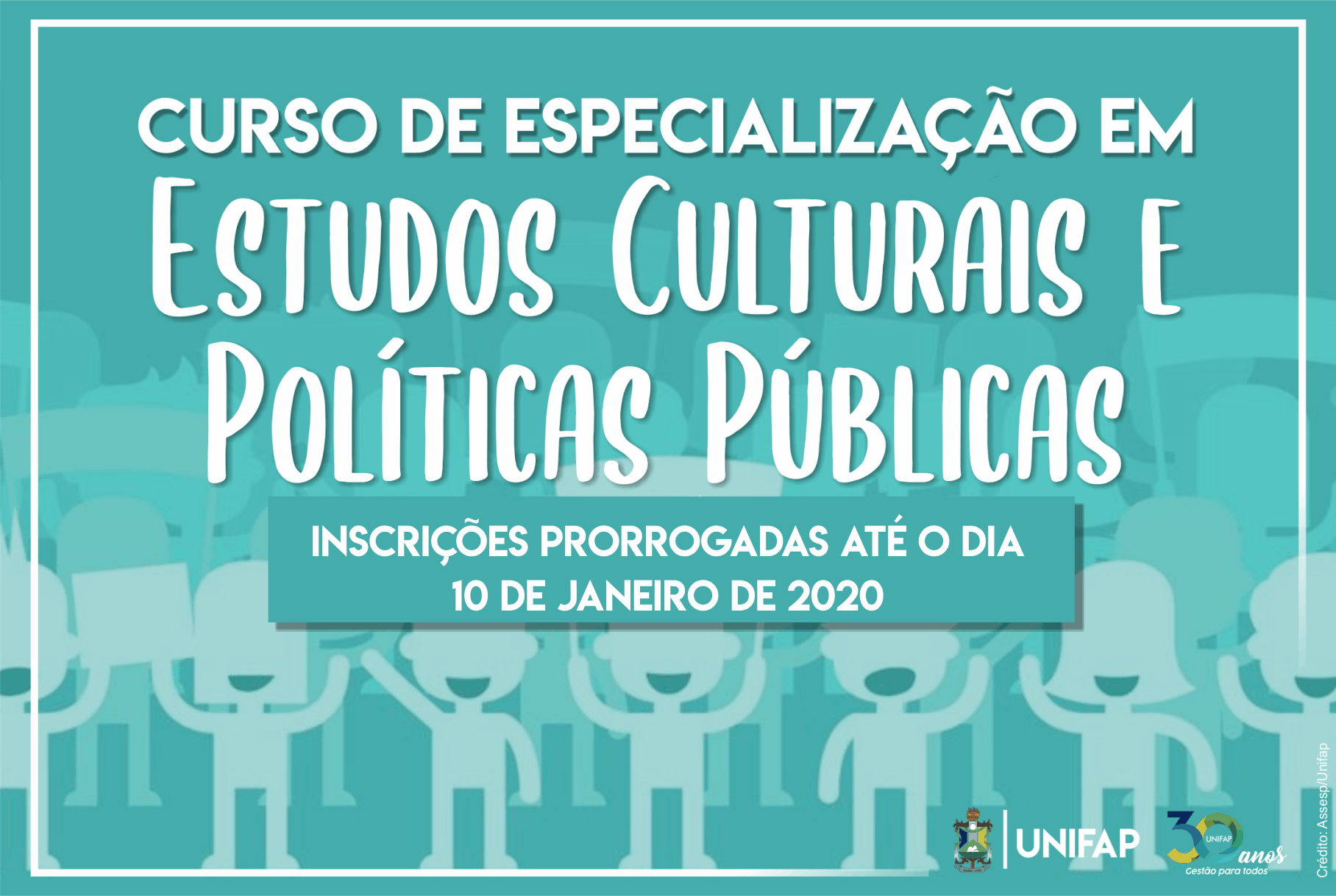 Curso de Especialização em Estudos Culturais e Políticas Públicas encerra inscrições dia 10 de janeiro.