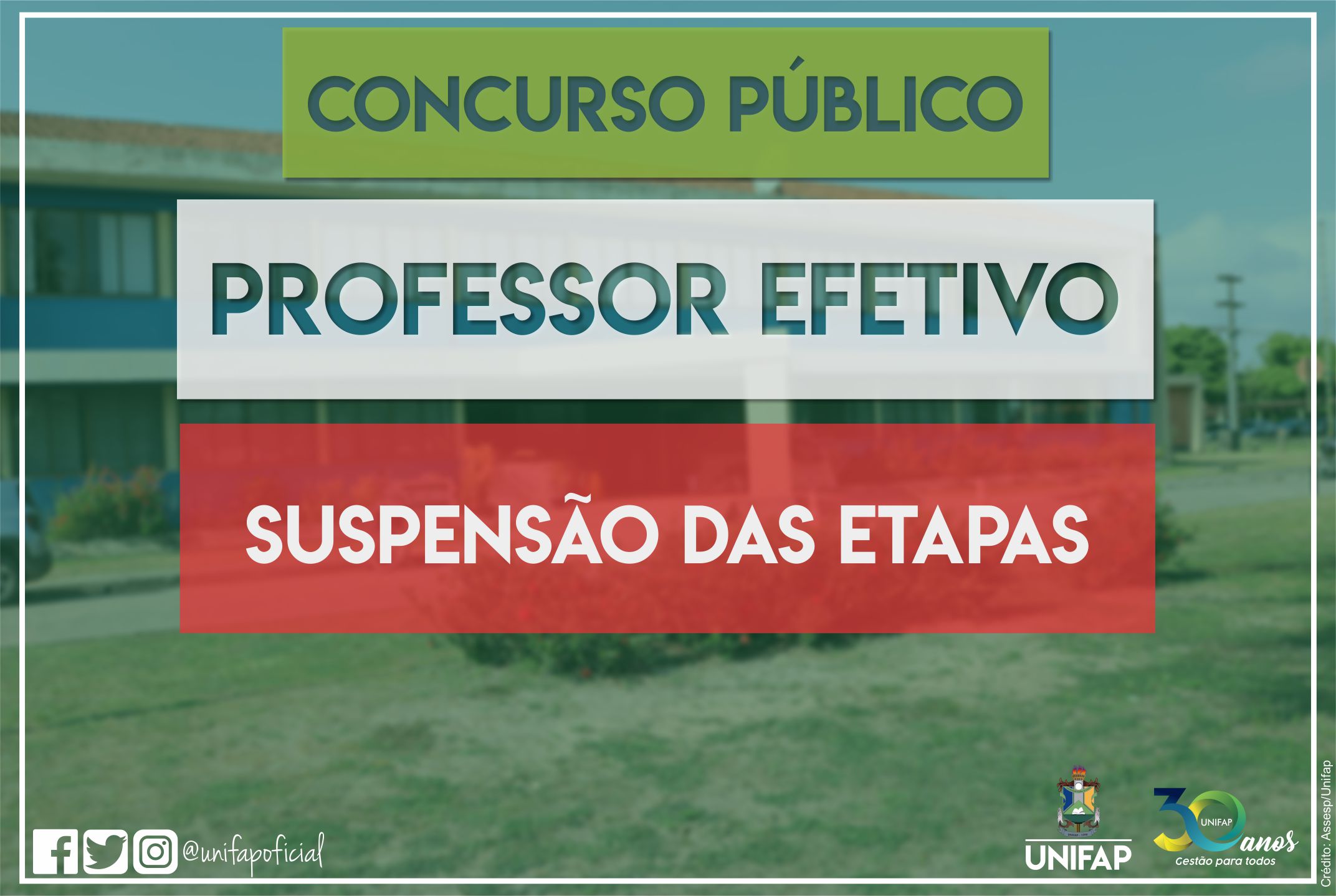 Coronavírus – UNIFAP comunica a suspensão das etapas do Concurso Público para Professor Efetivo