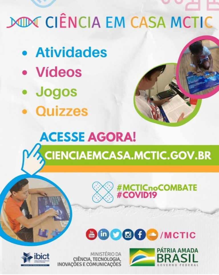 IBICT/MCTIC lança portal ‘Ciência em Casa’ sobre a COVID-19
