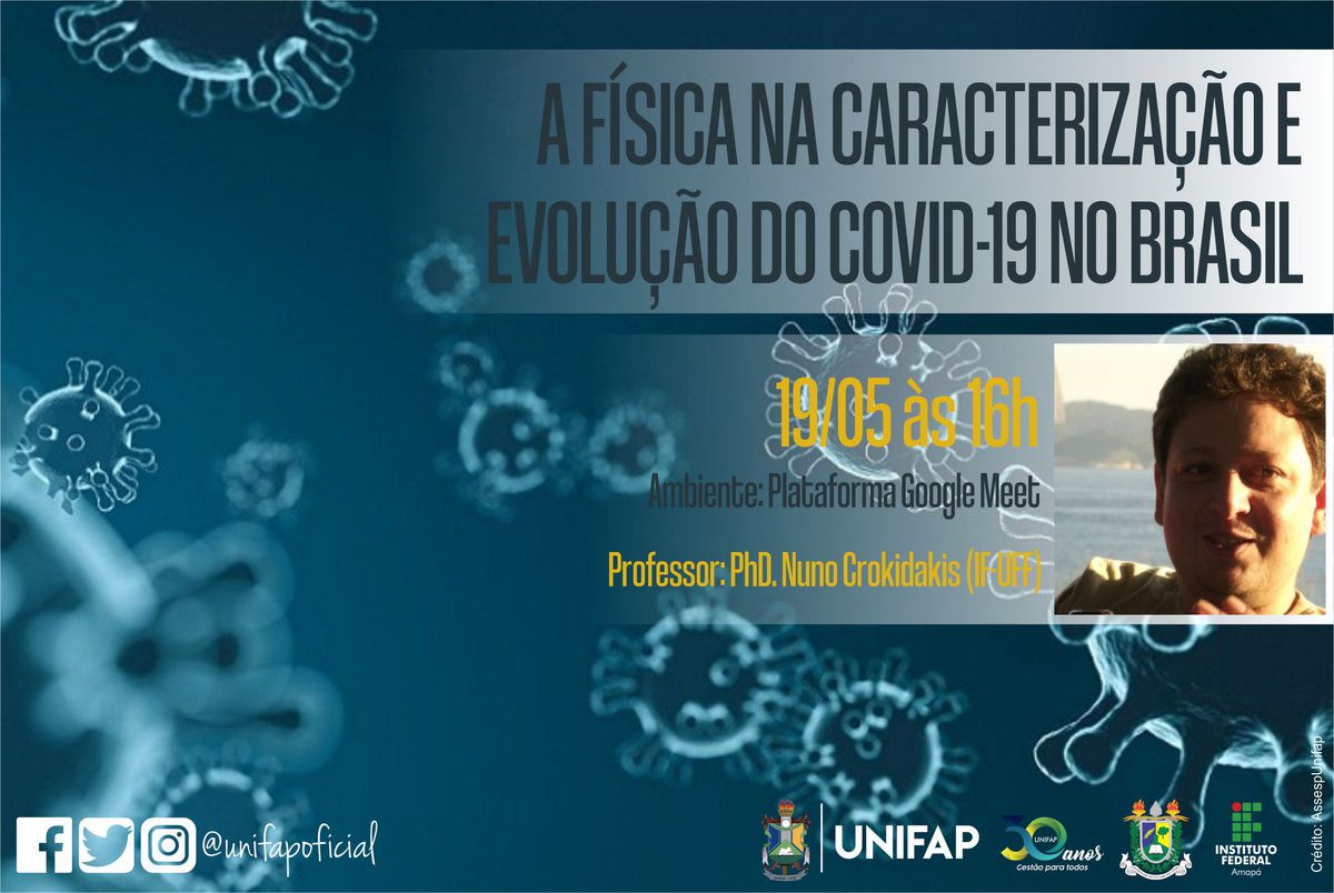 Palestra abordará métodos físicos e matemáticos sobre a evolução da COVID-19 no Amapá