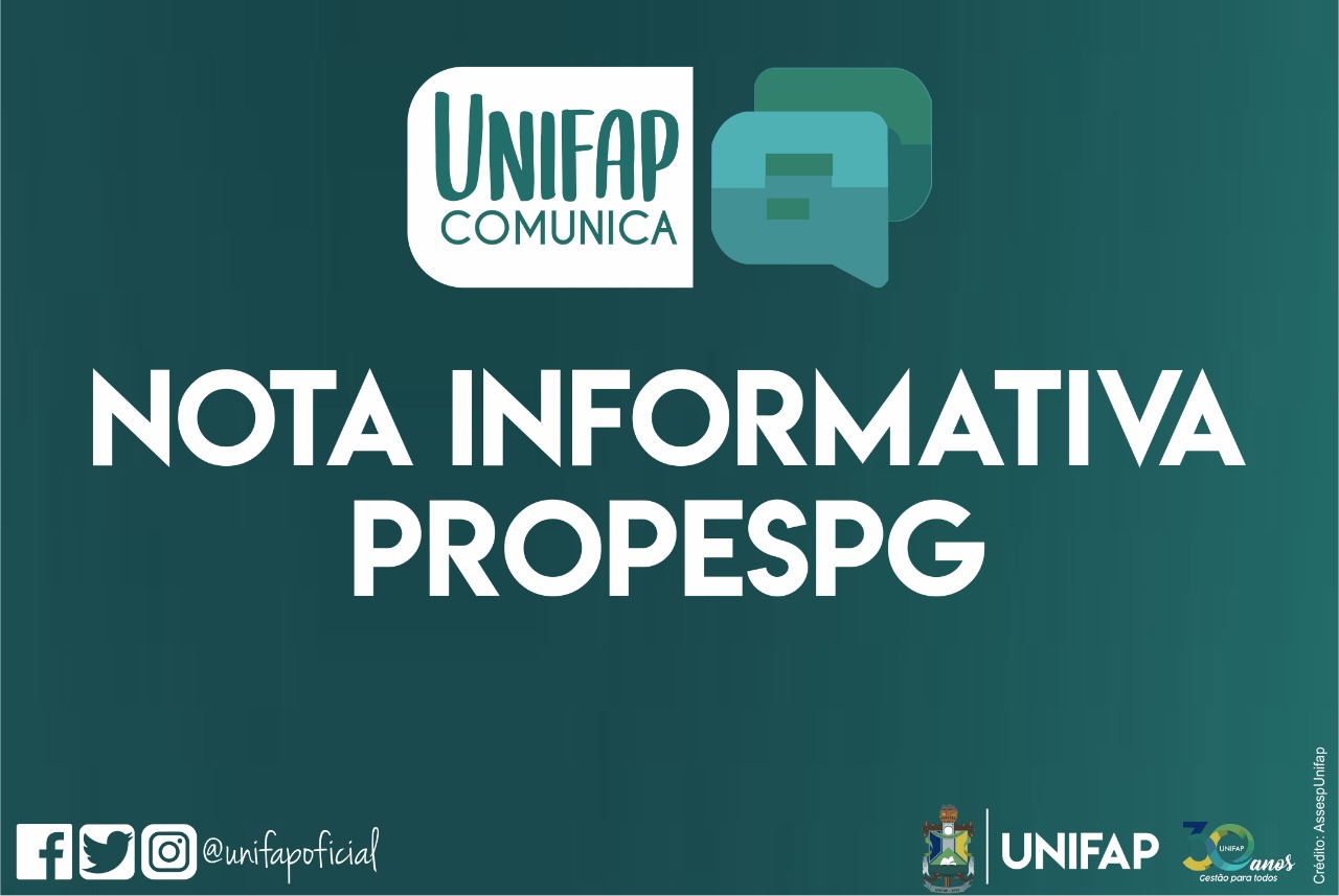 PROPESPG emite nota sobre prorrogação de projetos de pesquisa do PAPESQ/2019