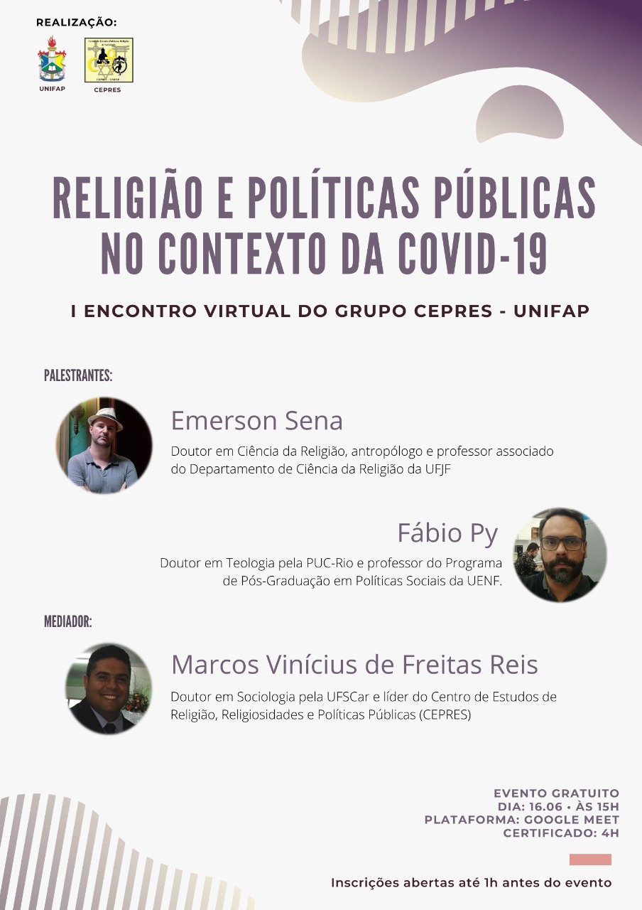 Encontro virtual debate Religião e Políticas Públicas no contexto da COVID-19