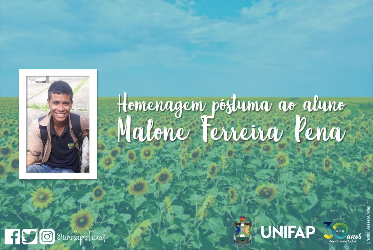 Nota de pesar pelo falecimento do aluno Malone Ferreira Pena