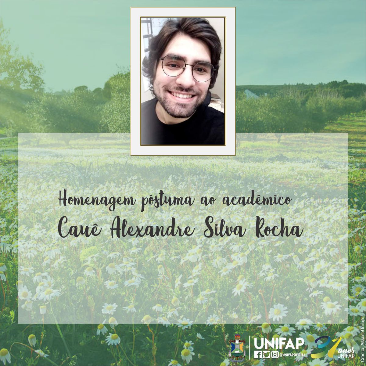 Nota de pesar pelo falecimento de Cauê Alexandre Silva Rocha