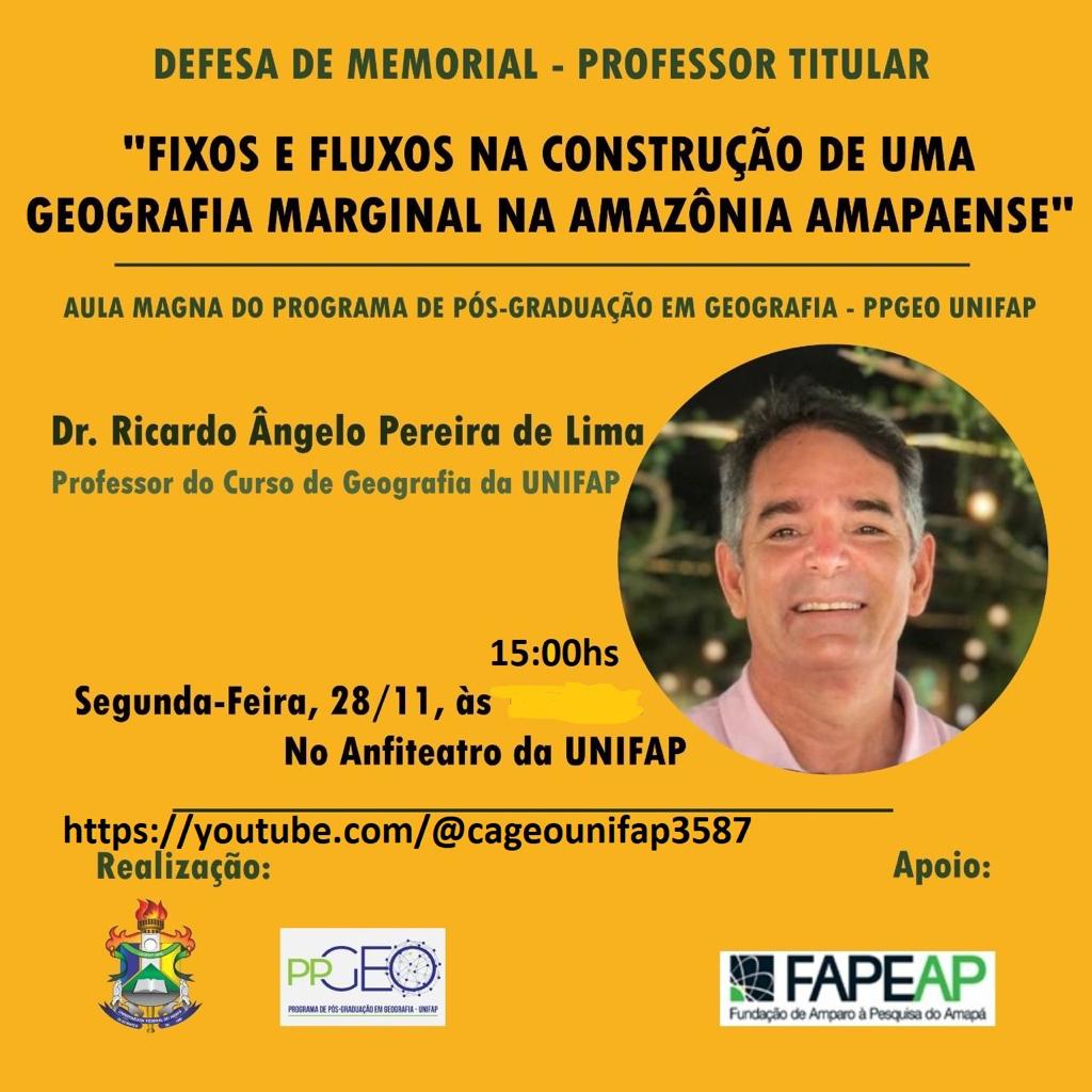 Defesa de memorial – Prof. Dr. Ricardo Ângelo Pereira de Lima