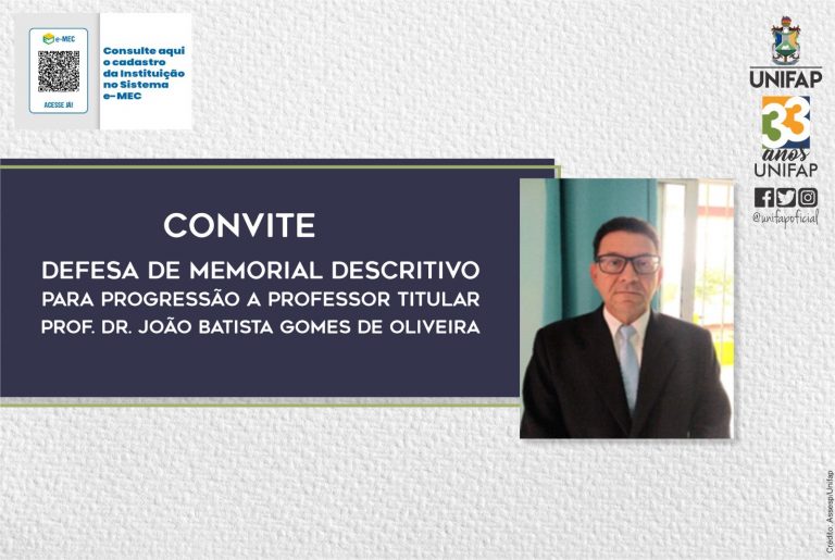 Defesa de memorial – Prof. Dr. João Batista Gomes de Oliveira
