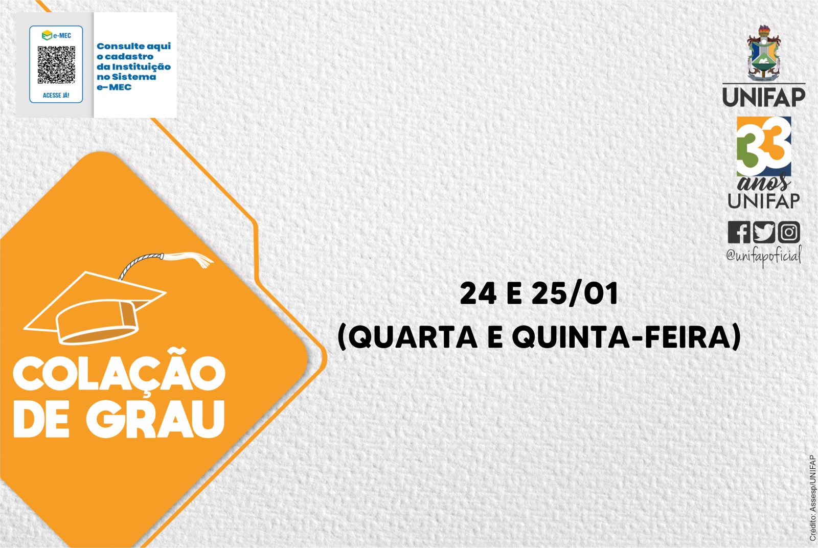 Você está visualizando atualmente Colação de grau com nova data e local!