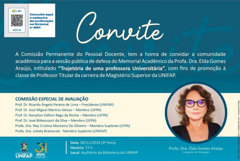 Leia mais sobre o artigo Docente de Pedagogia, Profa. Dra. Elda Gomes Araújo, defende memorial para Professor Titular